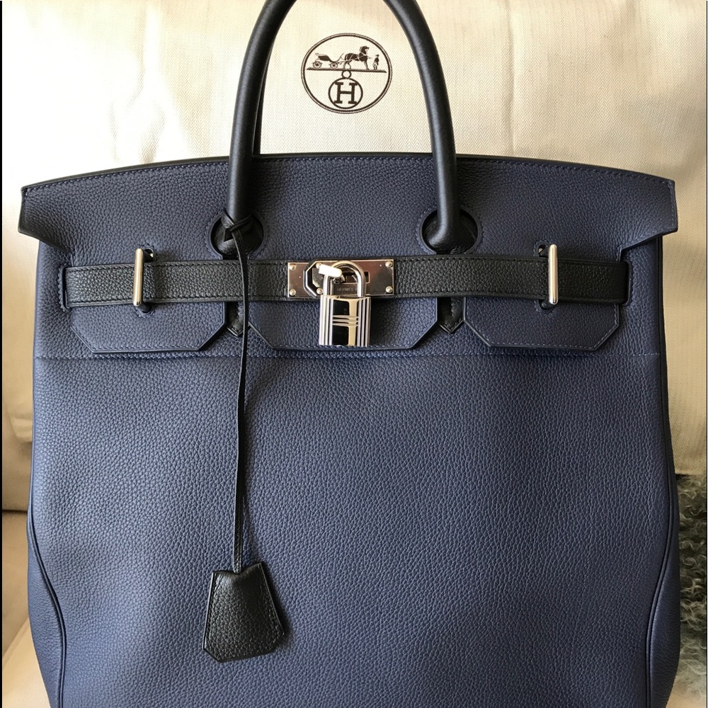 Hermès BIRKIN HAC Haut de Courroies 50 NAVY/Black